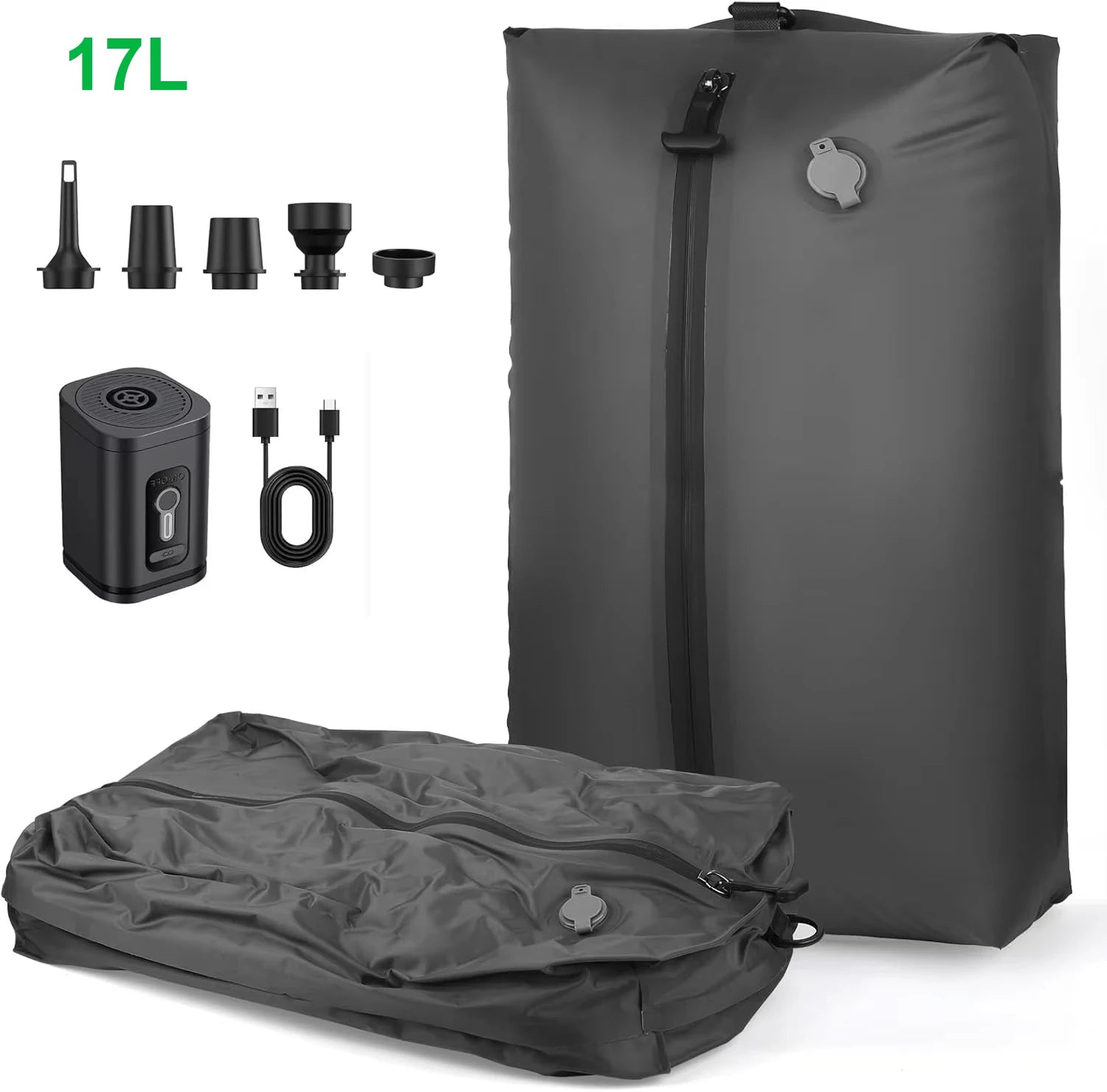 17L-34L Travel Vacuum Bag Reusable Storage Bag Folding Outdoor Compression Bag with Air Pump for Suitcases Backpack Luggage