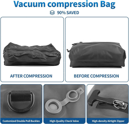 17L-34L Travel Vacuum Bag Reusable Storage Bag Folding Outdoor Compression Bag with Air Pump for Suitcases Backpack Luggage